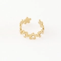 Anello aperto floreale placcato oro 14K con perle sintetiche per donna - Oro Fiore di Perla