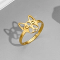 Détail d'une bague dorée ajustable avec découpe de silhouette de bouledogue français - Bouledogue Français Or (Chien 1)