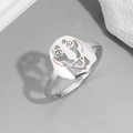 Bague ouverte en acier inoxydable argenté avec un joli design de tête de teckel - Teckel Acier (Chien 2)