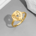 Bague ouverte dorée en acier inoxydable avec un motif de tête de chien évidé élégant - Golden Retriever Or (Chien 3)