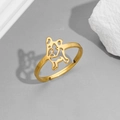 Bague ajustable en acier inoxydable doré avec un design minimaliste de bouledogue français - Bouledogue Or (Chien 4)