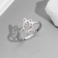 Bague réglable en acier inoxydable avec motif découpé minimaliste de bouledogue français - Bouledogue Acier (Chien 4)