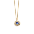 Goldene Sonnenanhänger-Halskette mit blauem Edelstein und feiner Gliederkette - Blau