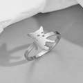 Zilveren roestvrijstalen open ring met hol dierensilhouet en hartvormig ontwerp - Franse Bulldog Silhouet (Stalen Hond) / Hond Zilver