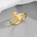 Verstelbare gouden ring met puppy-silhouet en hartvormige uitsnede minimalistisch design - Puppy met Hartholte (Gouden Hond 2) / Gouden Hond met Hart