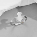 Minimalistischer silberner Dackel-Silhouette-Ring für Damen mit poliertem Metall-Finish - Stahl Dackel