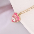 Collana con pendente a cuore rosa e occhio in acciaio inossidabile placcato oro 14k - Rosa Rossa