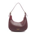 Donker bordeauxrode hobo tas van generfd leer met gouden details en logo - Bordeauxrood