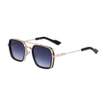 Occhiali da sole aviator quadrati retrò da uomo con doppio ponte e lenti sfumate blu - Montatura Oro Lente Grigia Sfumata (C2)