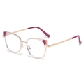 Occhiali da vista cat eye in metallo dorato con dettagli viola su sfondo bianco - Viola Rosa Oro (C4)