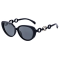 Modische Polarisierte Cat-Eye-Sonnenbrille mit schwarzem Rahmen und Kettenbügeln - C1 Polarisiertes Glänzendes Schwarz Grau