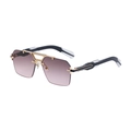 Gafas de sol sin montura poligonales con puente dorado y lentes degradadas marrón - Rosa palo