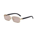 Square gold metal sunglasses with light brown lenses and black temple detail - Gold Frame Dark Tea Lens (C4)