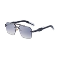 Gafas de sol poligonales sin montura con lentes grises degradadas y doble puente metálico - Plateado