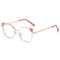 Fashionable gold metal cat-eye eyeglass frames with elegant pink accents for women - Pink Golden (C6)
