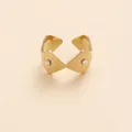 Goldener offener Ring mit Rauten-Augendesign, kleinen weißen Perlen und Sonnenstrahltextur - Einstellbar Offen / Gold Perle Raute Auge