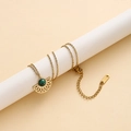 Collar de acero inoxidable chapado en oro 14K con colgante de turquesa en abanico - Abanico Verde