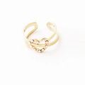 Anello a cuore placcato oro 14K con perle incastonate e fascia aperta regolabile - Cuore di Perla d'Oro