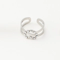 Anello regolabile in acciaio inossidabile argento con un cerchio di dieci perle bianche - Aperto Regolabile / Cuore di Perla d'Argento