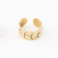 Verstellbarer 14K vergoldeter Edelstahlring mit Sonnenstrahlenmuster und Zirkonsteinen - Einstellbar Offen / Gold Wellen Strass