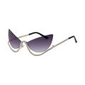 Chic rimless cat-eye sunglasses with purple gradient lenses and rhinestone-set gold frame - Gradient Grey (C2)