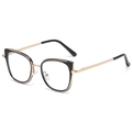 Classic black and gold cat-eye glasses frame with metal and acetate mix materials - Black Golden (C7)