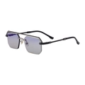 Lunettes de soleil sans monture carrées pour hommes avec double pont noir et verres dégradés - Monture Laquée Gun Clair Noir Gris Clair (C2)