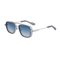 Lunettes de soleil pilote carrées punk pour hommes avec monture argentée et verres dégradés - C5 Monture Argentée Bleu
