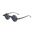 Modern industrial style round frame sunglasses with double metal ring structure - Black Frame Black Ring Gray Lens (C1)