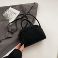 Minimalist matte black bowling handbag with top handles and adjustable shoulder strap - Black without Pendant