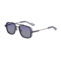 Lunettes de soleil rétro pour hommes, monture en métal gris et verres dégradés violets - C7 Monture Gunmetal Verres Gris Bleu Clairs