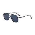Lunettes de soleil aviateur carrées à double pont avec monture en métal noir et verres noirs - Monture Noir Mat Verres Gris