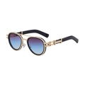 Vintage gold metal oval sunglasses with black frames and purple blue gradient lenses - Gold Frame Gray Blue Gradient Lenses (C6 Gold Gray Blue)