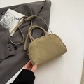 Olive green Boston style crossbody bag with top handle and adjustable shoulder strap - Green Without Pendant