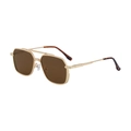 Lunettes de soleil vintage à monture carrée en métal doré avec verres bruns élégants - Monture Or Mat Verres Marron