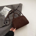 Deep brown matte bowling handbag for women with vintage texture and crossbody strap - Coffee without Pendant