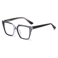 Occhiali anti luce blu cat eye con elegante montatura bicolore nero e bianco - Nero Trasparente (C1)
