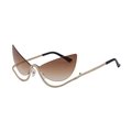 Cat eye rimless sunglasses with gold crystal frame and brown gradient lenses - Gradient Tea (C3)