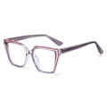 Occhiali anti luce blu cat-eye in viola chiaro trasparente con bordo rosso - Rosso Viola (C3)