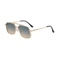 Square pilot sunglasses with gold metal frame and blue-orange gradient lenses - Matte Gold Frame Green Yellow Lens