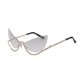 Cat eye rimless sunglasses with rhinestone butterfly frames and gray lenses - Gradient Silver (C4)