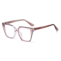 Montature per occhiali da gatto rosa trasparente per donna con effetto a strati alla moda - Marrone Rosa (C4)