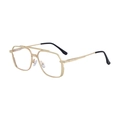Classic double-bridge square sunglasses in gold metal frame with black temple tips - Matte Gold Frame Blue Light Blocking Clear Lens