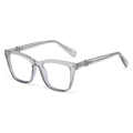 Montatura per occhiali quadrata grigio trasparente con cerniere in metallo argento - Grigio