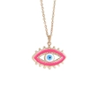 Collana malocchio rosa in acciaio inossidabile dorato con ciondolo in smalto blu - 14k / Rosa Rossa