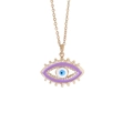 Collana a catena dorata con pendente a forma di occhio greco in smalto viola e rilievi - 14k / Viola