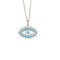 Collana dorata in acciaio inossidabile con ciondolo a occhio blu in smalto su bianco - 14k / Blu