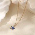 Starfish necklace in 14k gold plated stainless steel with blue enamel pendant - Blue Starfish Necklace (Single)