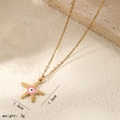 18k vergulde zeester ketting met roze evil eye hanger en gewicht van 3 gram - Ketting (1st)