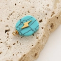 Pendentif goutte en turquoise verte avec symbole d'éclair doré et boucle en acier inox - Éclair Turquoise